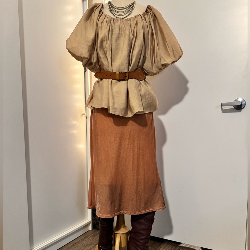 Anthropologie Tan Midi Skirt